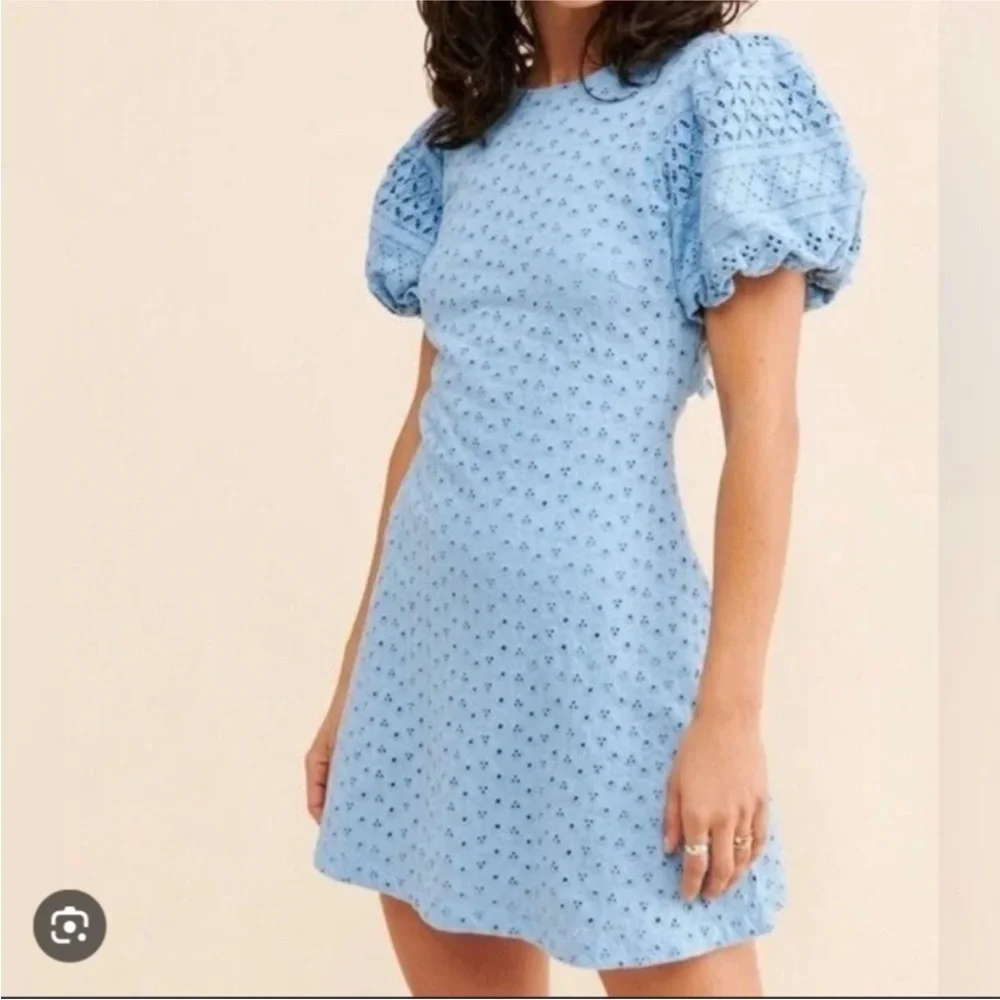 Adorable light blue eyelet freepeople dress - Picture 3 of 5